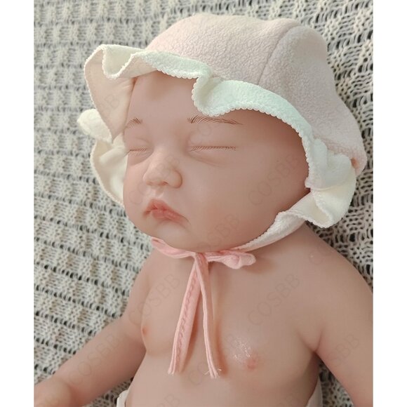 45cm Closed Eyes Sleeping Newborn Platinum Silicone 7.7lbs Reborn Baby Girl Doll - Picture 12 of 12